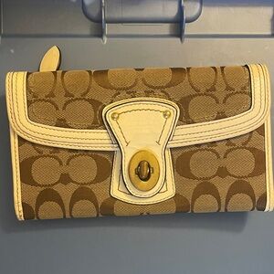 Coach Tan and Cream Signature Wallet